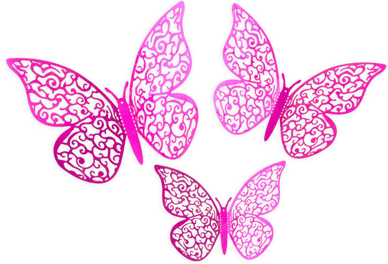 3D ADHESIVE BUTTERFLIES FUCHSIA PINK (12 PIECES PER PACK)