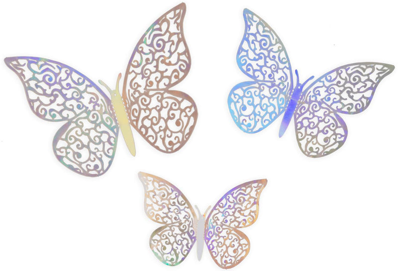 3D ADHESIVE BUTTERFLIES IRIDESCENT SILVER (12 PIECES PER PACK)