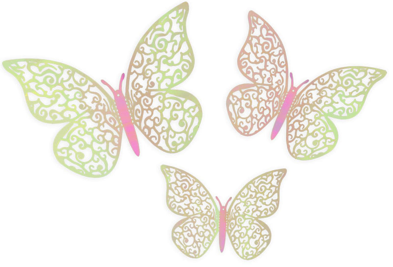 3D ADHESIVE BUTTERFLIES IRIDESCENT PINK (12 PIECES PER PACK)