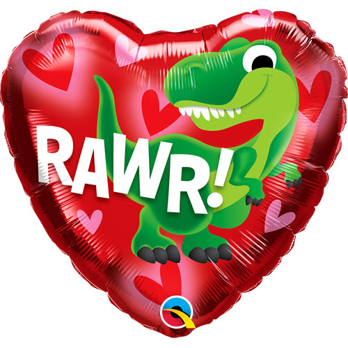 18" HEART VALENTINE'S DINO RAWR FOIL