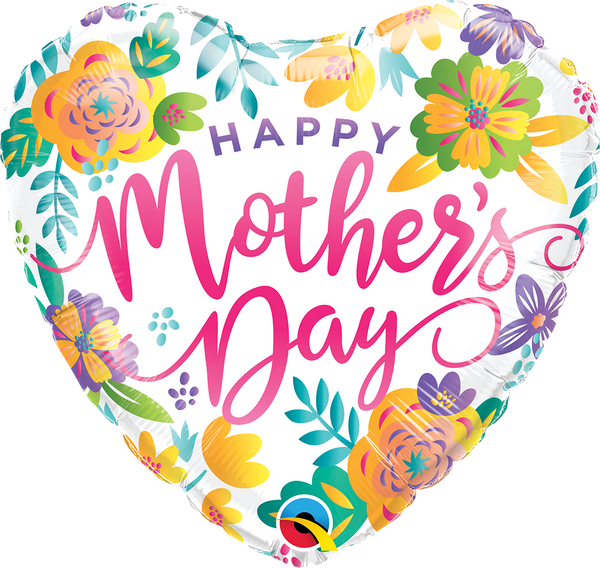 18" HEART MOTHER'S DAY SPRING FLORAL FOIL