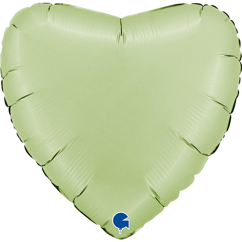 18" HEART SATIN OLIVE GREEN FOIL