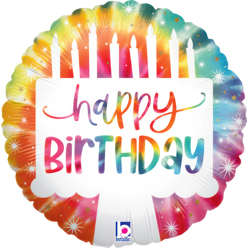 9" ROUND TIE-DYE CAKE BIRTHDAY FOIL