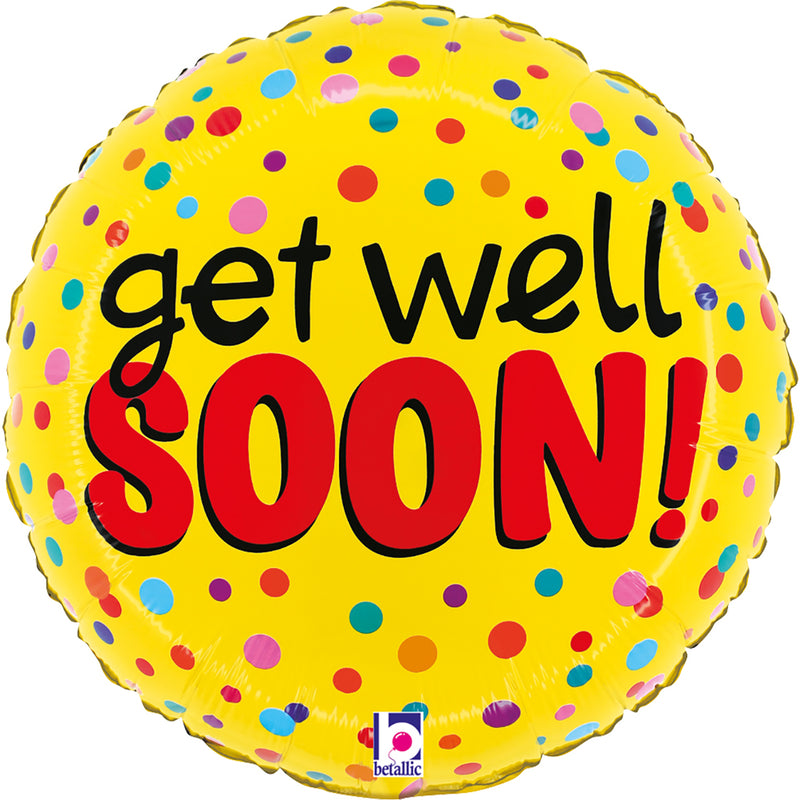 9" ROUND GET WELL BRIGHT DOTS FOIL