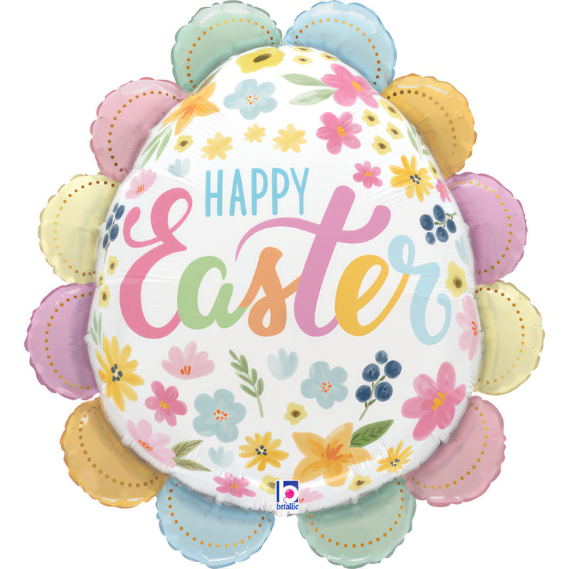 30" RUFFLED FLORAL HAPPY EASTER EGG FOIL