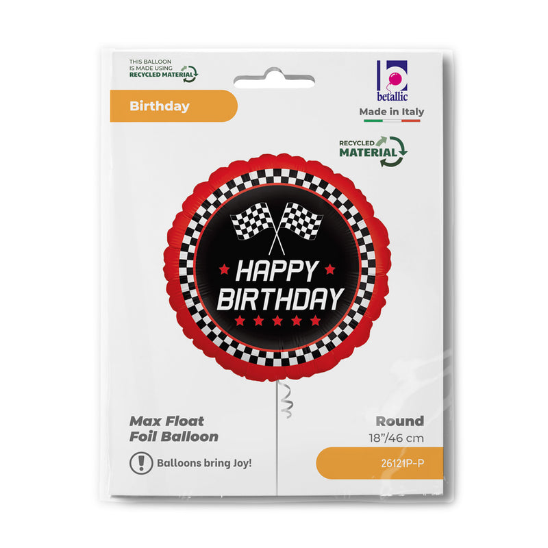 18" CHECKERED FLAG BIRTHDAY FOIL