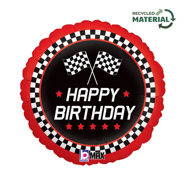 18" CHECKERED FLAG BIRTHDAY FOIL