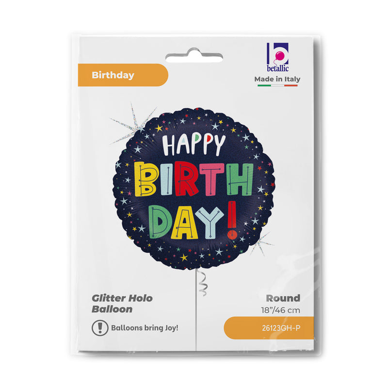 18" BIRTHDAY COLOURFUL STARS FOIL