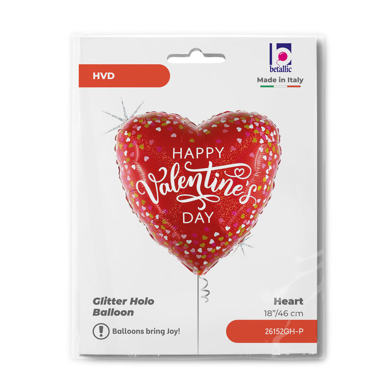 18" HEART HAPPY VALENTINES DAY CONFETTI HEARTS FOIL