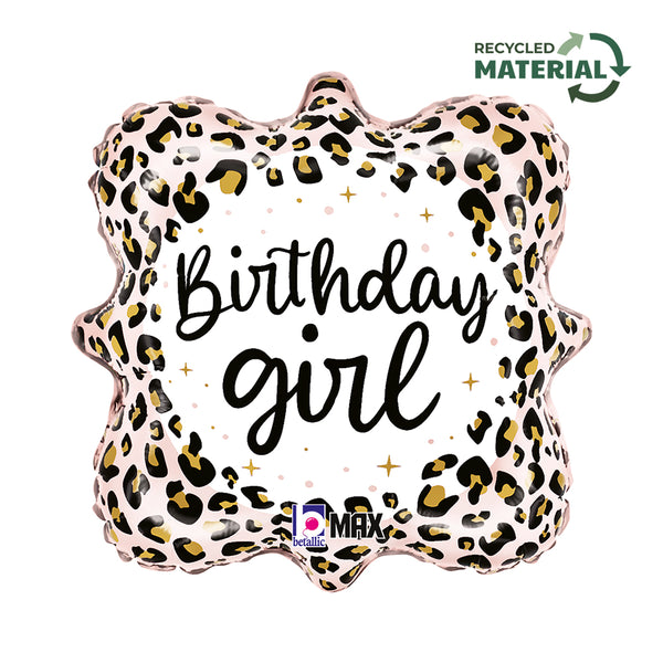 18" SATIN LEOPARD BIRTHDAY GIRL FOIL