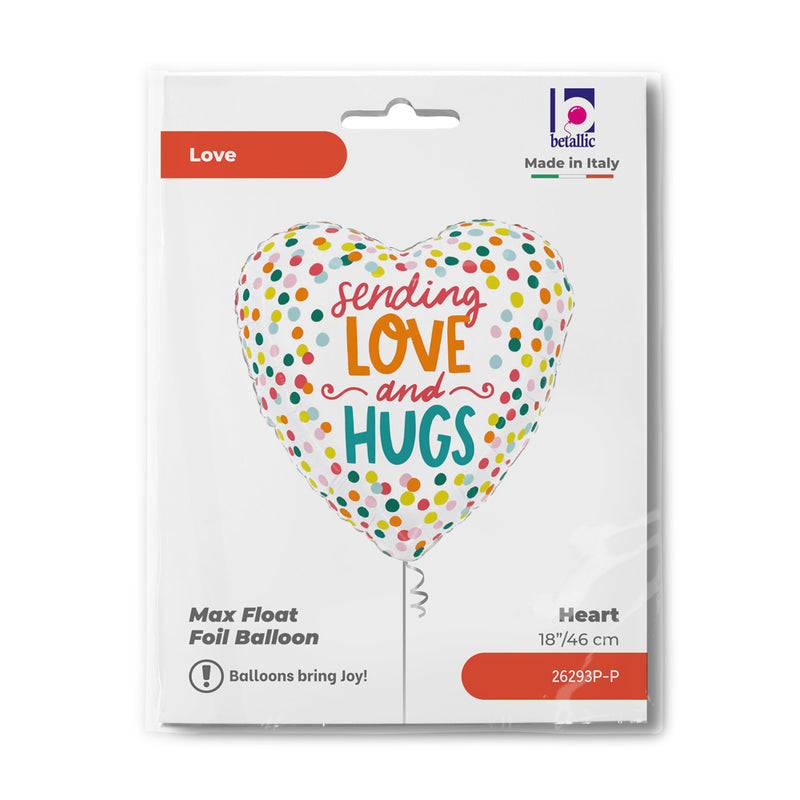 18" HEART SENDING LOVE AND HUGS FOIL