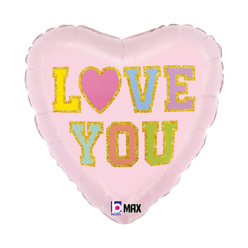 18" HEART LOVE YOU PATCH HEART FOIL