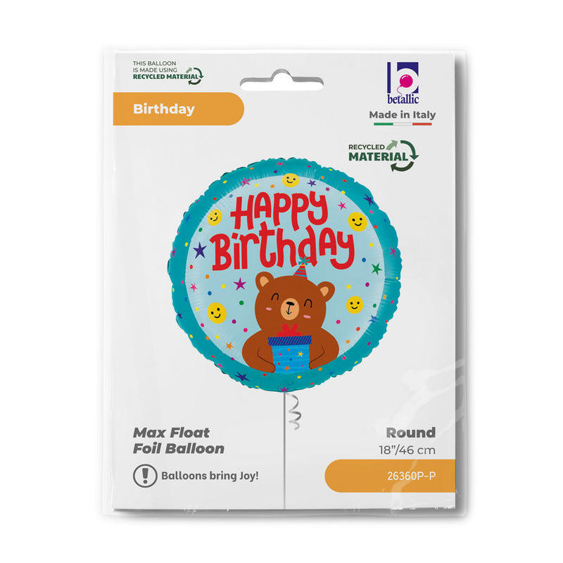 18" BIRTHDAY SMILEY BEAR FOIL