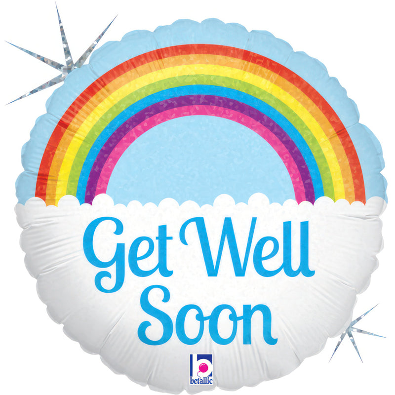 9" ROUND GET WELL SOON RAINBOW FOIL