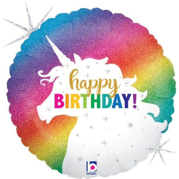 9" GLITTER UNICORN HAPPY BIRTHDAY FOIL