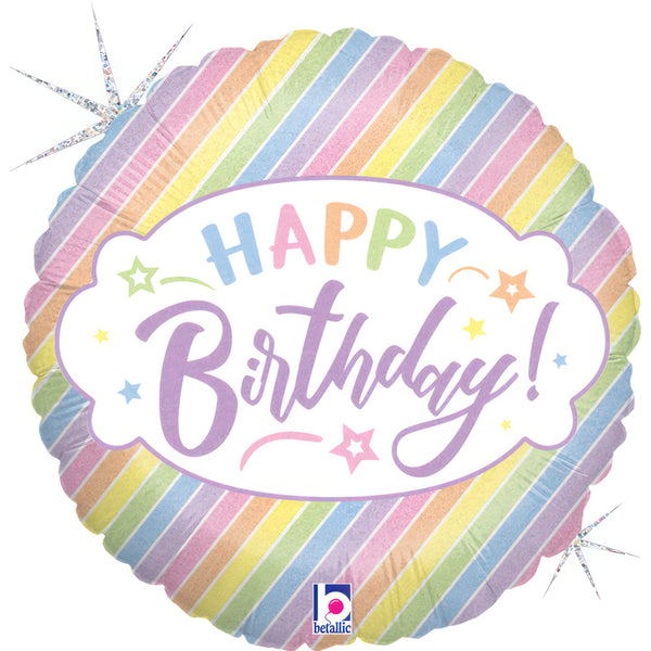 9" ROUND PASTEL BIRTHDAY FOIL