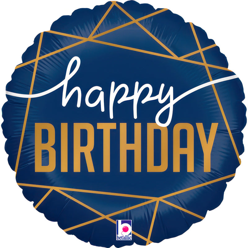 9" ROUND NAVY BIRTHDAY FOIL