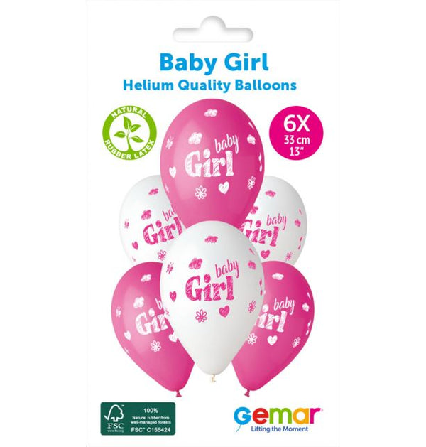 13" GEMAR RETAIL LATEX BABY GIRL #934 (6 BALLOONS PER PACK)