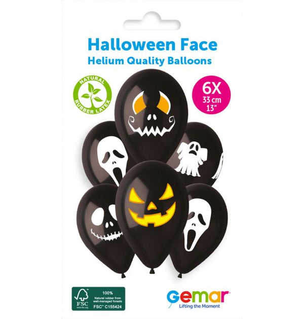 13" GEMAR RETAIL LATEX HALLOWEEN FACE #182 (6 BALLOONS PER PACK)