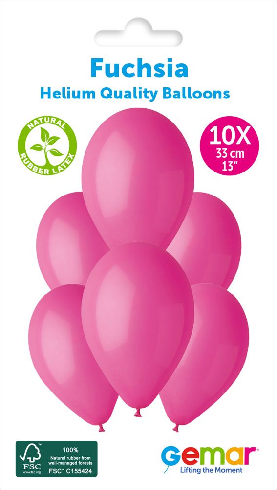 13" GEMAR RETAIL LATEX FUCHSIA #007 (10 BALLOONS PER PACK)