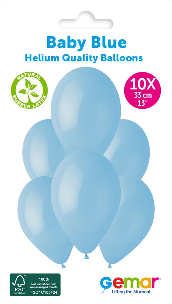 13" GEMAR RETAIL LATEX BABY BLUE #072 (10 BALLOONS PER PACK)