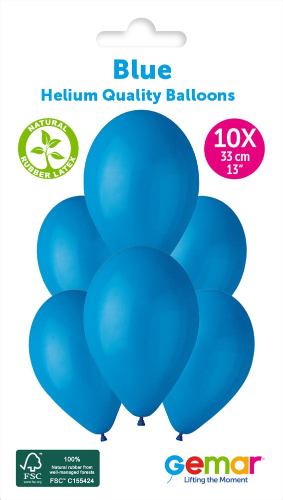 13" GEMAR RETAIL LATEX BLUE #010 (10 BALLOONS PER PACK)