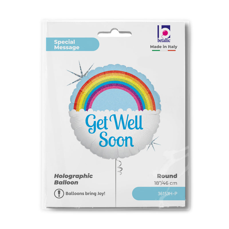 18" GET WELL SOON RAINBOW HOLOGRAPHIC FOIL