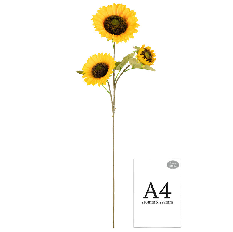 FLORAL: ELEGANZA SUNFLOWER SPRAY X 3 LARGE