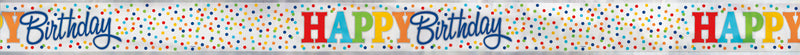 BANNER: 12FT FOIL RAINBOW POLKA DOTS BANNER - LONG FOLD