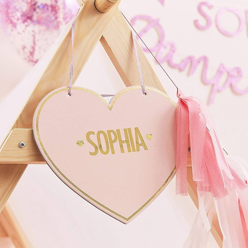 CUSTOMISABLE PINK HEART KIDS SIGN