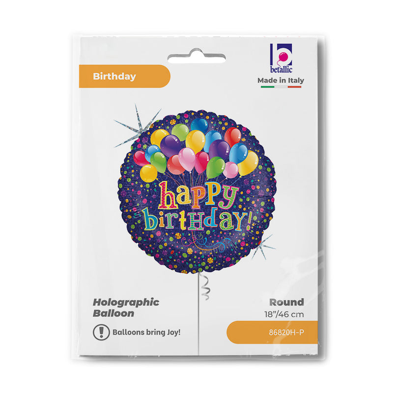 18" BIG BUNCH OF BALLOONS BIRTHDAY HOLOGRAPHIC FOIL