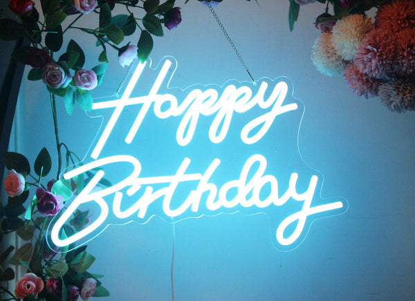 NEON SIGN: HAPPY BIRTHDAY NEON SIGN ICE BLUE