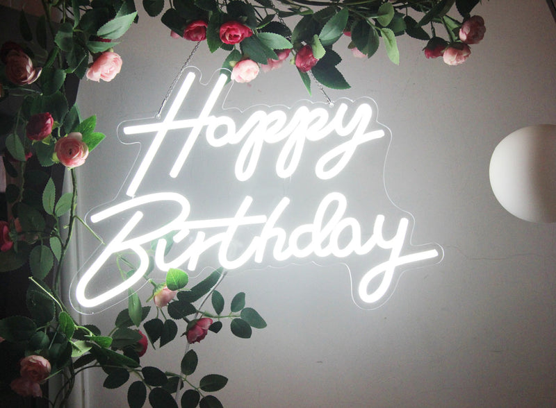 NEON SIGN: HAPPY BIRTHDAY NEON SIGN WHITE