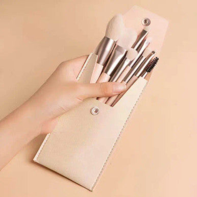 FAUX LEATHER MAKE UP BRUSH POUCH BEIGE