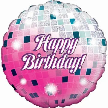 18" GLITTERBALL BIRTHDAY HOLOGRAPHIC FOIL