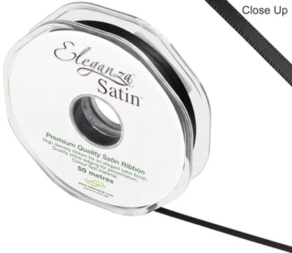 ELEGANZA DOUBLE FACED SATIN BLACK NO.20 3MM X 50M