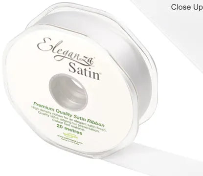 ELEGANZA DOUBLE FACED SATIN WHITE NO.01 25MM X 20M