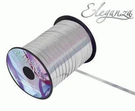 ELEGANZA POLY CURLING RIBBON METALLIC SILVER (5MM x 250 YARDS)