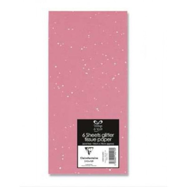 6 SHEETS GLITTER TISSUE PAPER PINK