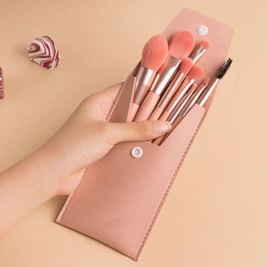 FAUX LEATHER MAKE UP BRUSH POUCH PINK