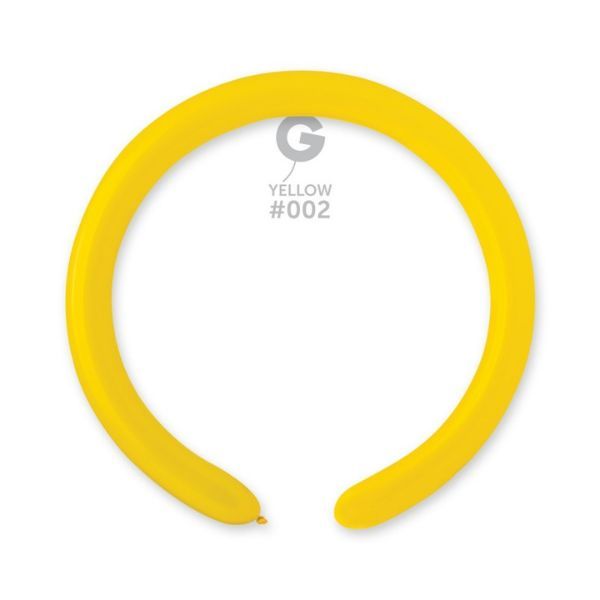 260G GEMAR MODELLING BALLOONS YELLOW #002 LATEX (100 PER PACK)