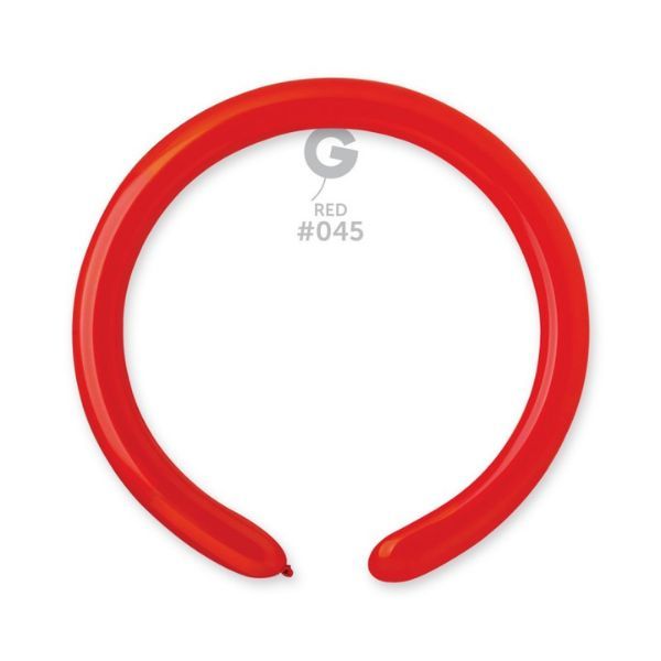 260G GEMAR MODELLING BALLOONS RED #045 LATEX (100 PER PACK)