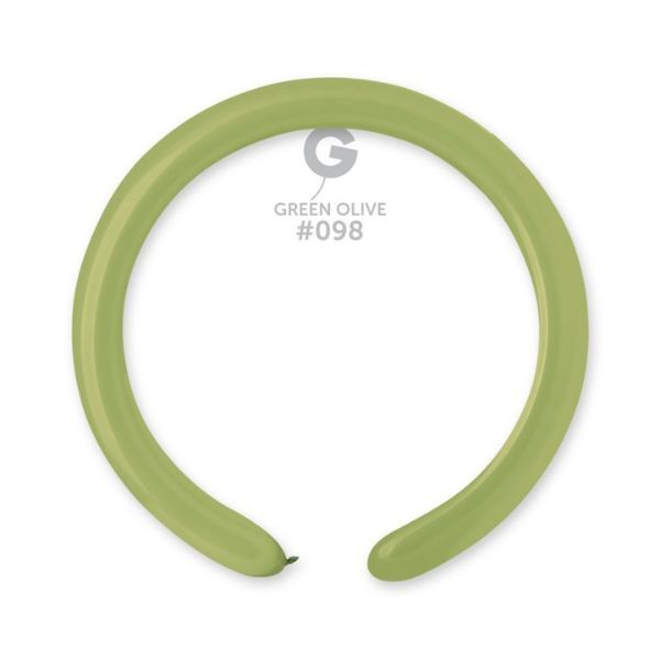 260G GEMAR MODELLING BALLOONS GREEN OLIVE #098 LATEX (100 PER PACK)