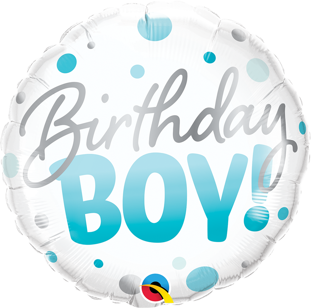 Qualatex 18874 Birthday Boy Blue Dots Foil